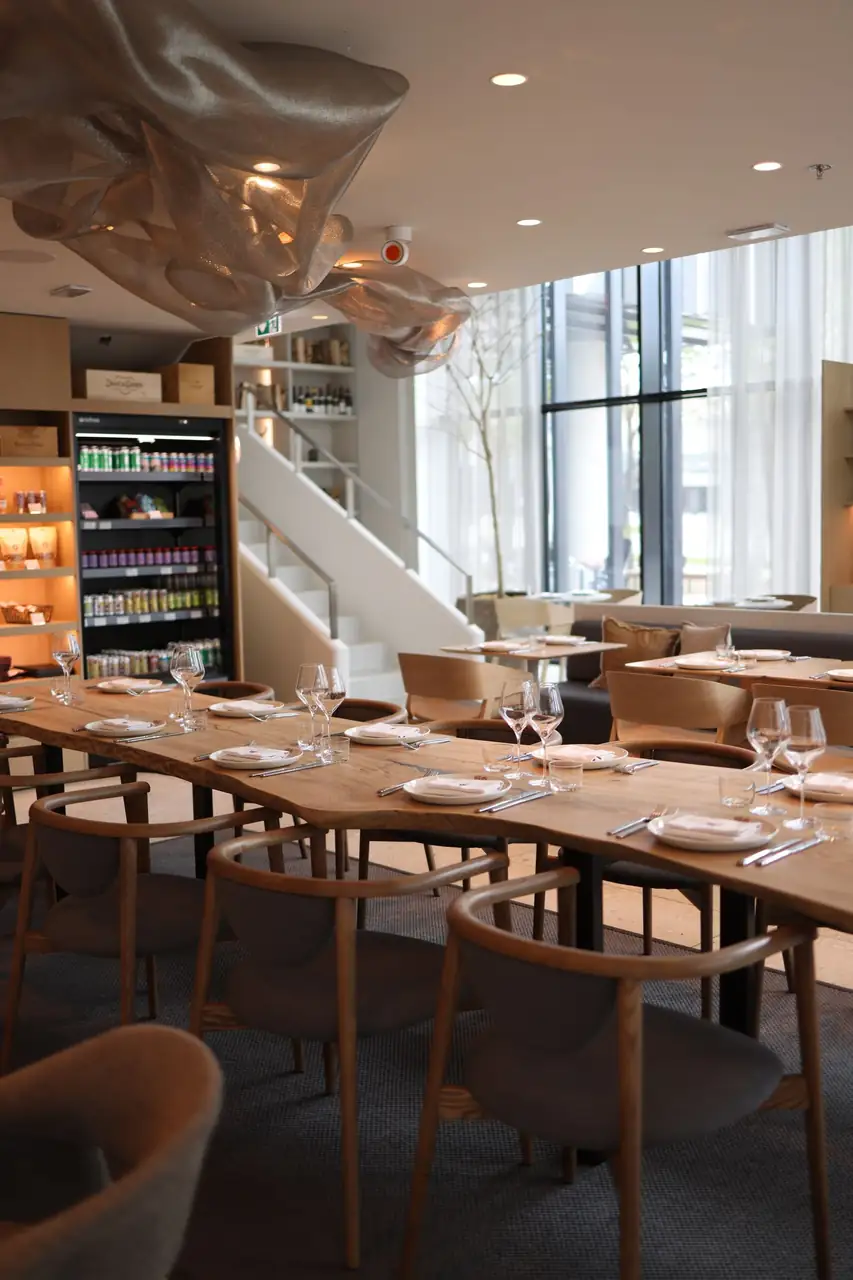 Artistic restaurant decor with soft natural light