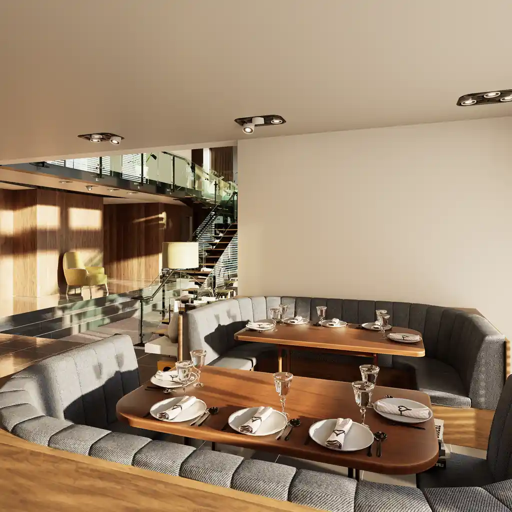 Sophisticated contemporary restaurant interior of Norvella Cuisine