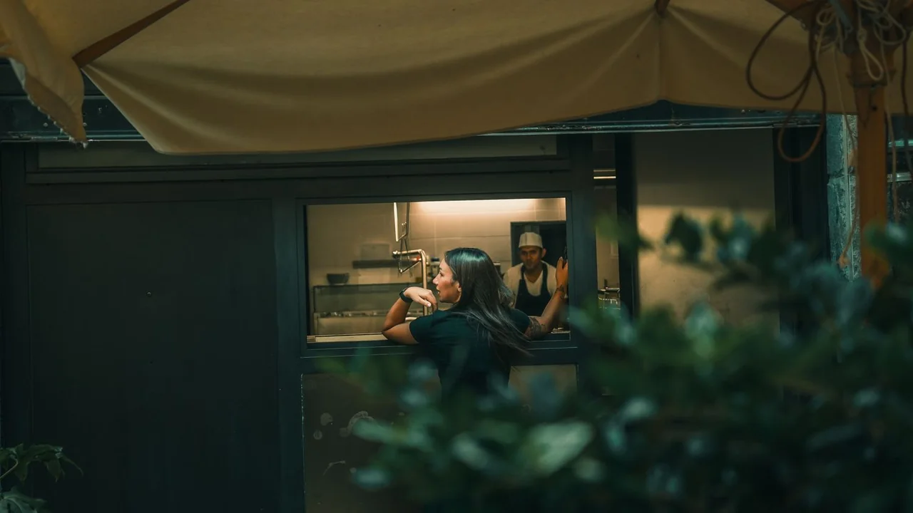 Cozy dining atmosphere through window